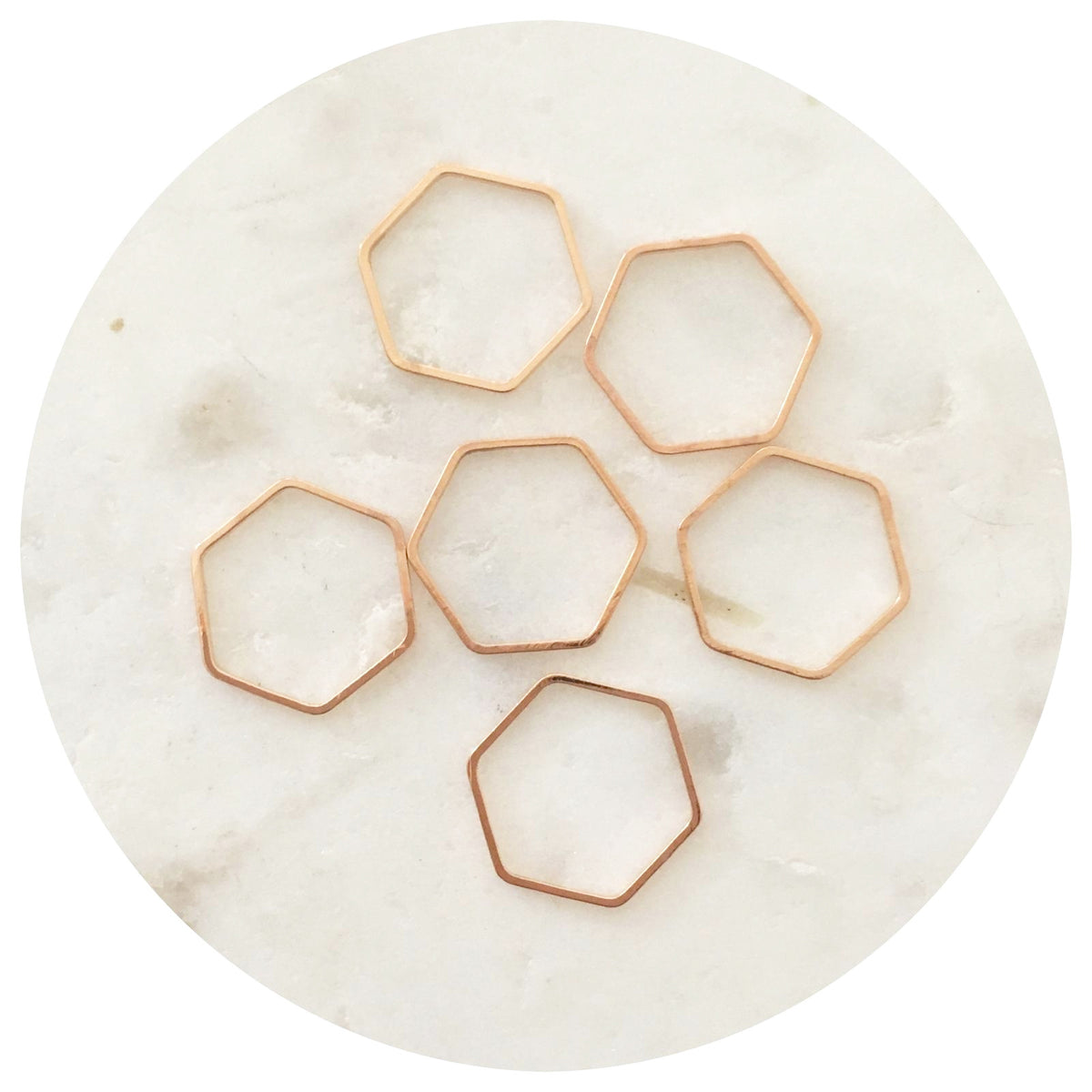 14mm Open Hexagon Connector - Rose Gold - 2 pcs - BS1222