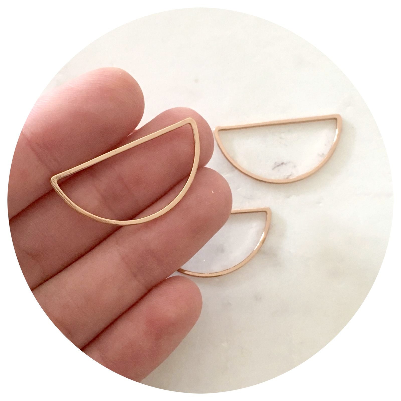 30mm x 15mm Open Half Circle Connector - Rose Gold - 2 pcs - D011 Q033