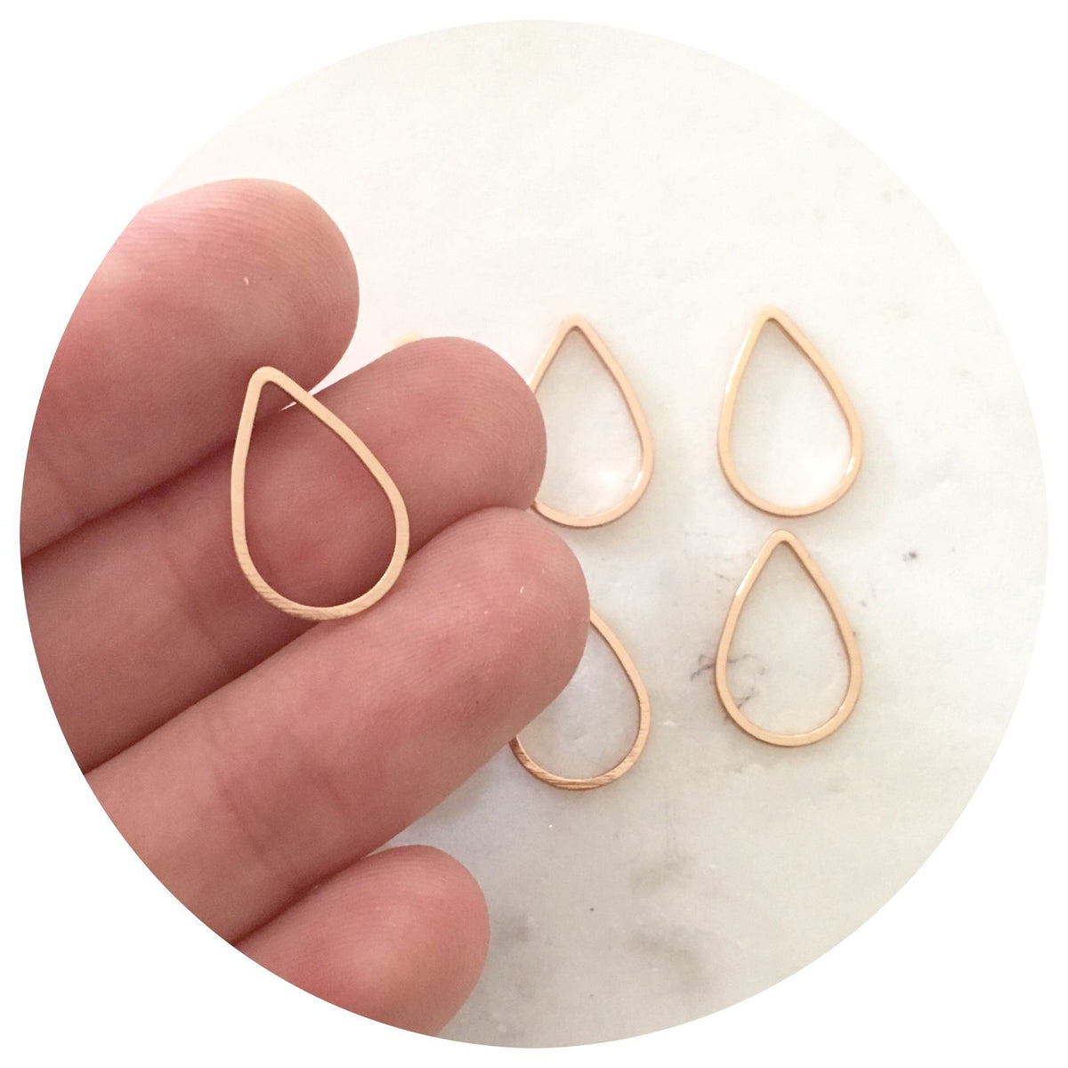 16mm x 11mm Open Teardrop Connector - Rose Gold - 2 pcs - BS1134