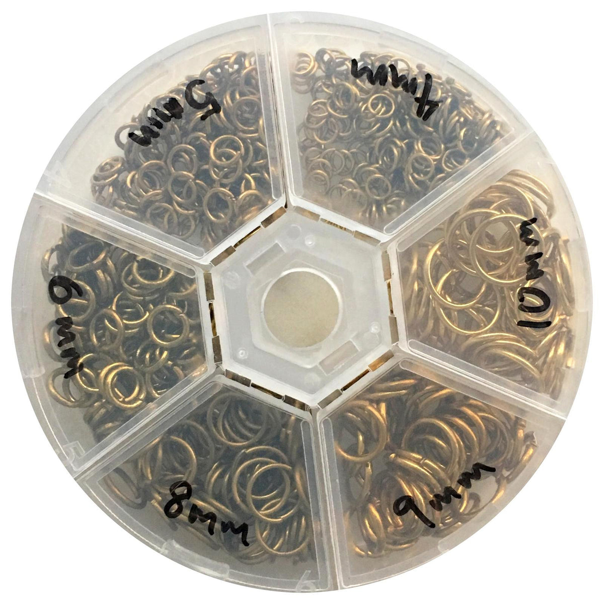 Mixed Pack Jump Rings - Raw Brass - 4mm, 5mm, 6mm, 8mm, 9mm, 10mm