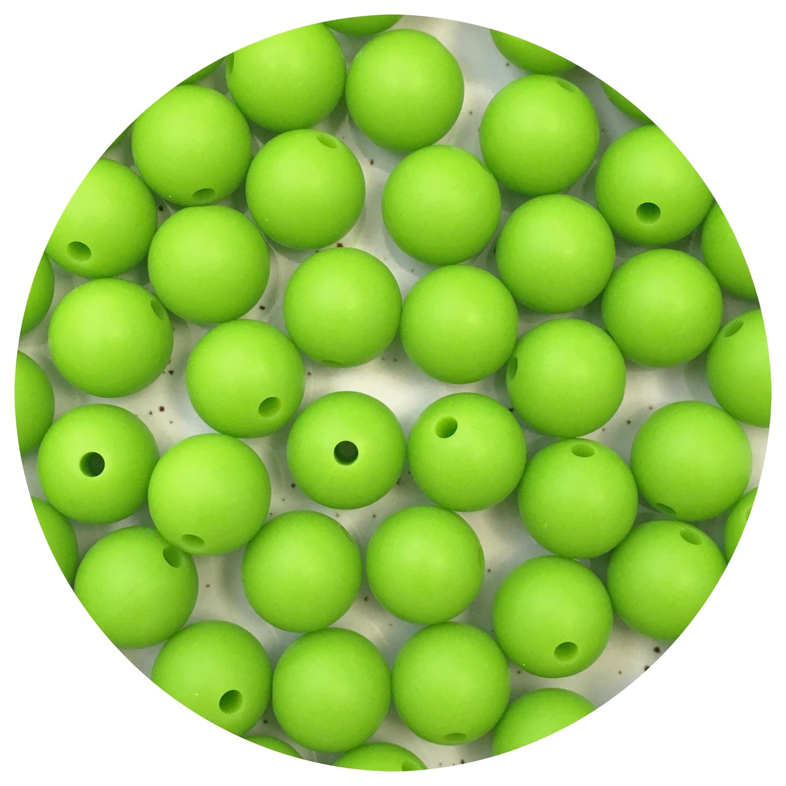 Key Lime Green - 12mm Round Silicone Beads - 10 beads