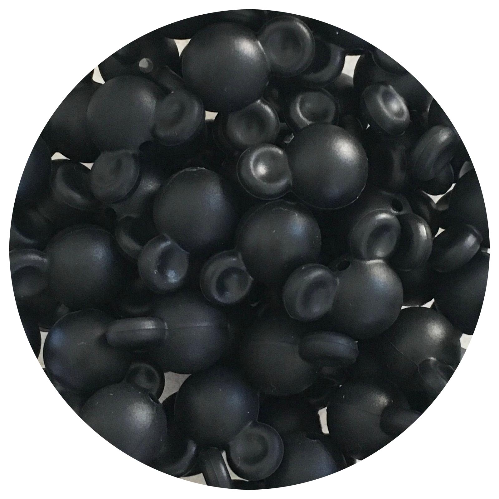 Jet Black - Mouse Head - 5 Beads