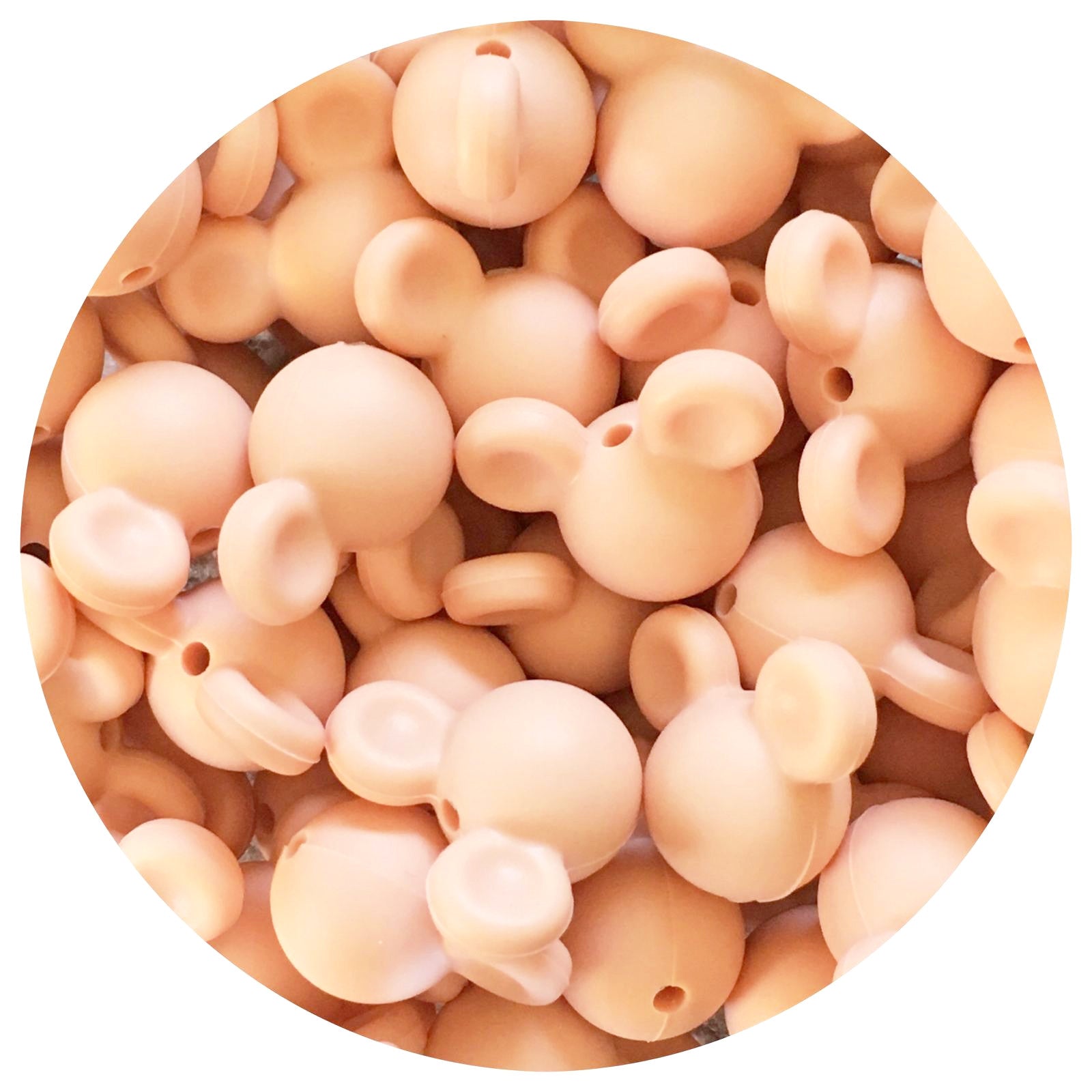 Peach - Mouse Head - 5 Beads