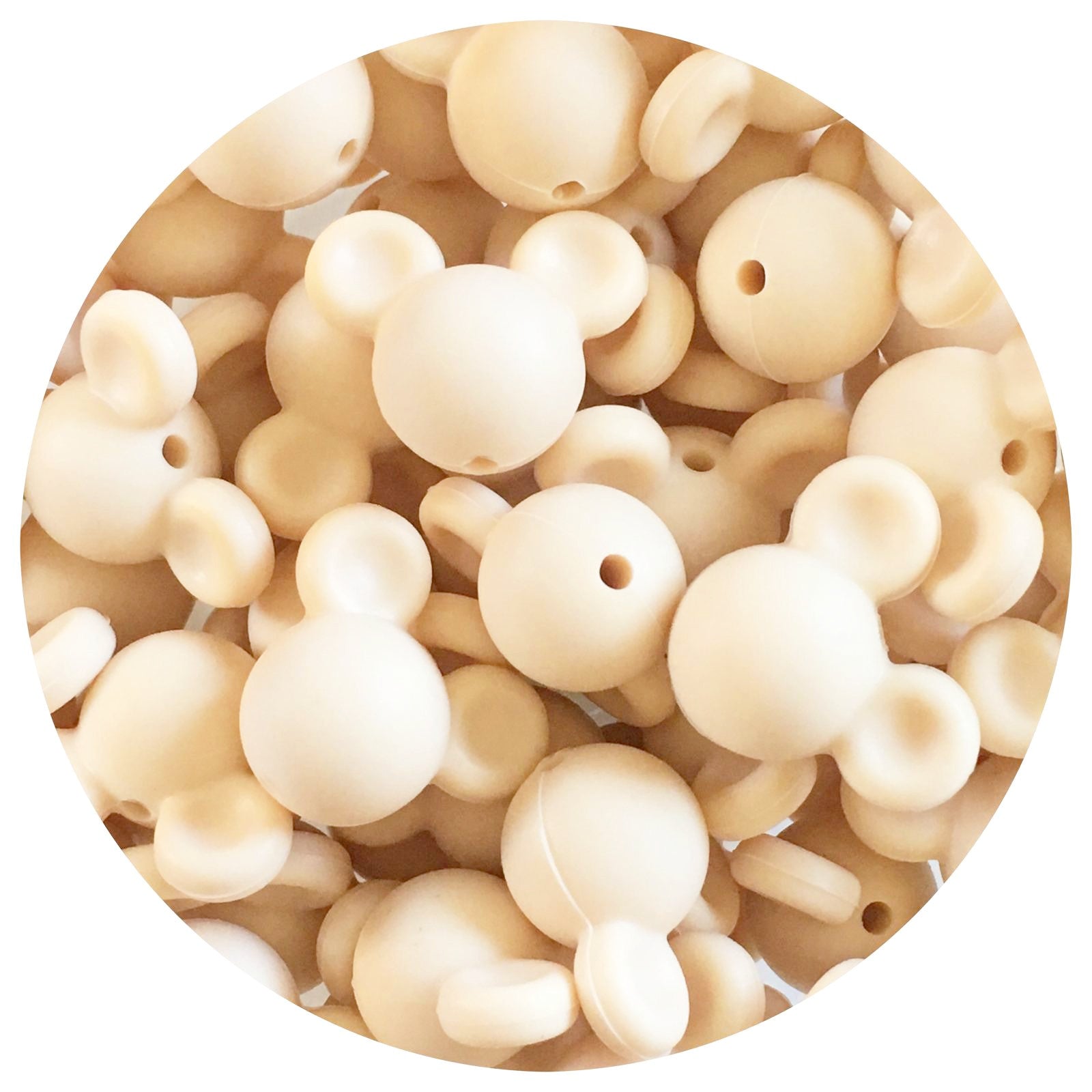 Cream Beige - Mouse Head - 5 Beads
