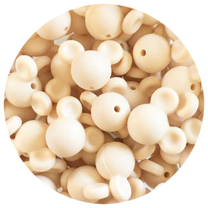 Cream Beige - Mouse Head - 5 Beads