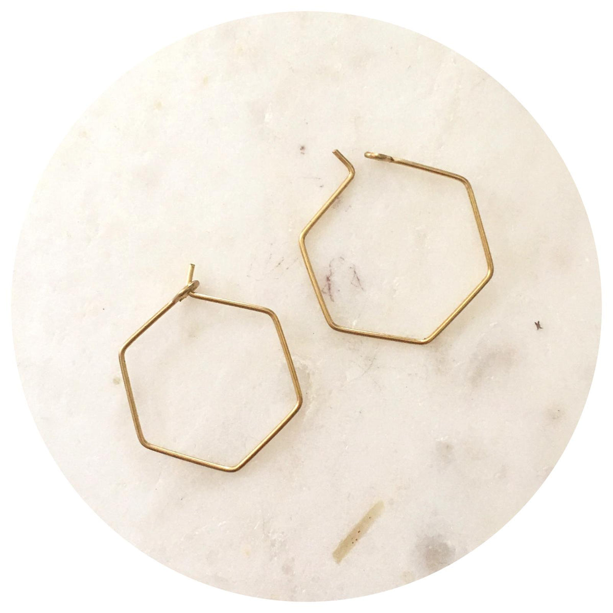20mm Hexagon Earring Wire Hoops - Raw Brass - 2 pcs - E320 BS