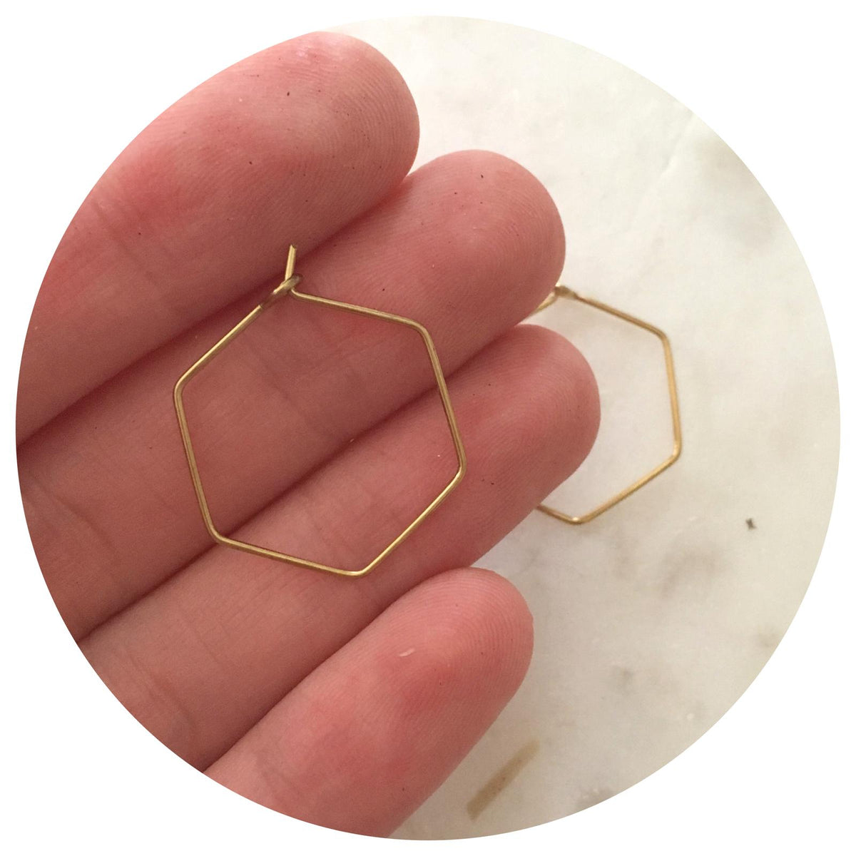 20mm Hexagon Earring Wire Hoops - Raw Brass - 2 pcs - E320 BS
