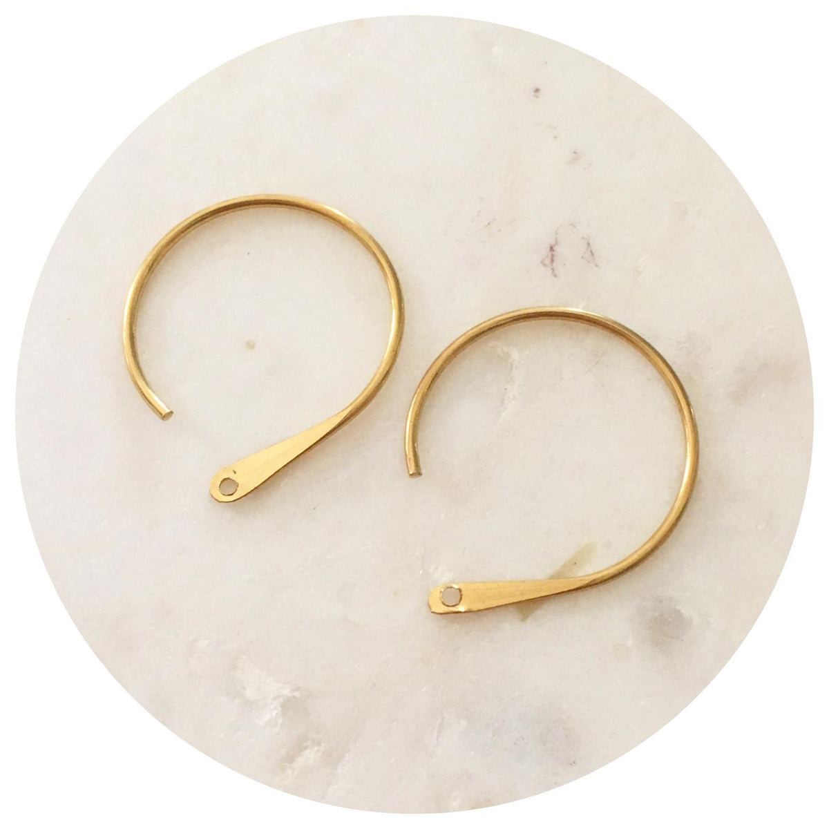 30mm C Shape Earring Wire Hooks - Raw Brass - 2 pcs - E298