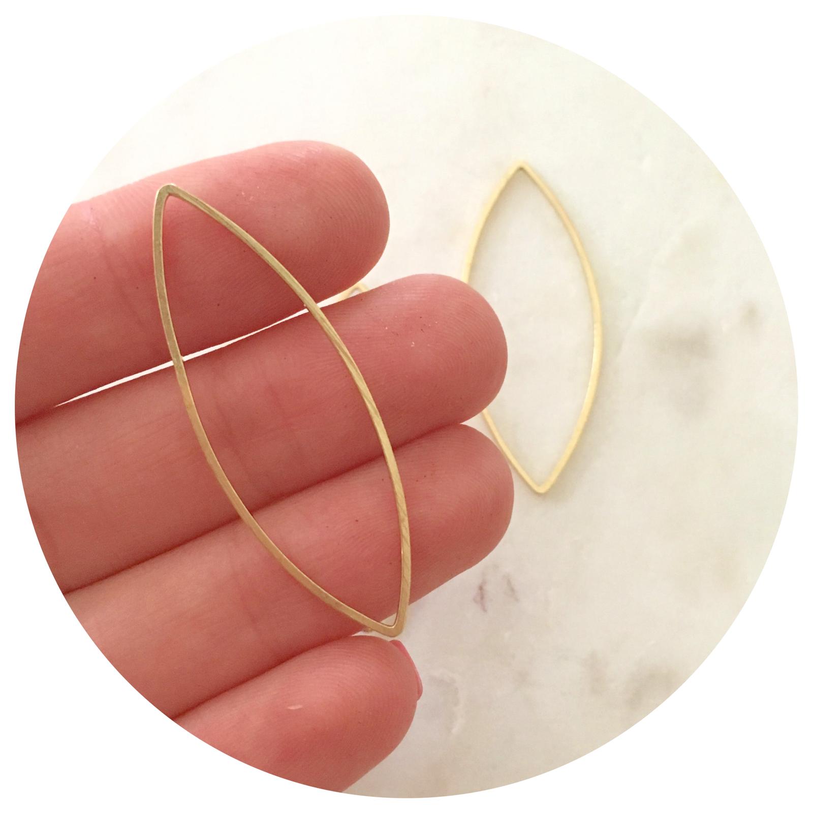 40mm x 15mm Open Marquise Connector - Raw Brass - 2 pcs - D034