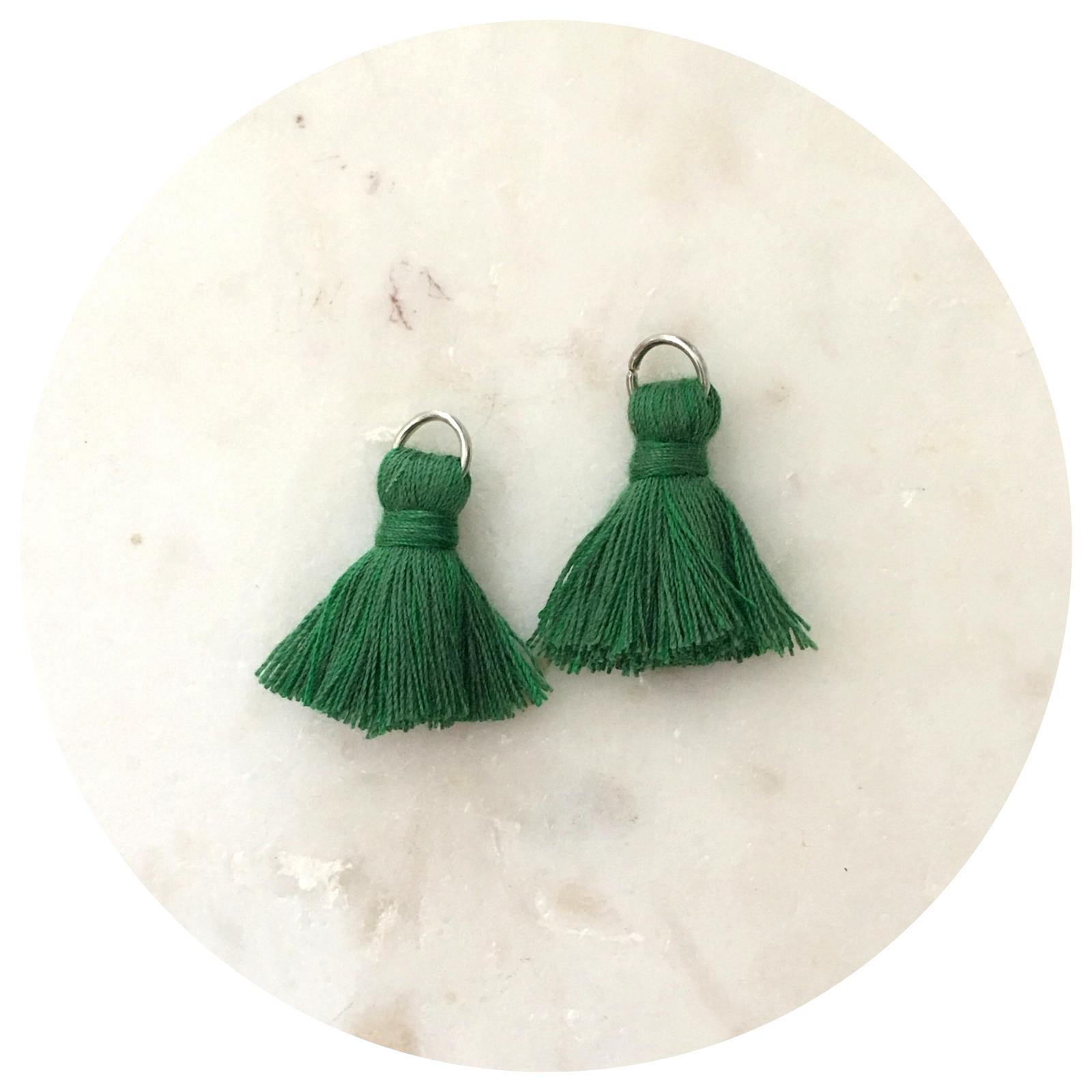 20mm Mini Cotton Tassels - Forest Green - 2pack - L4617