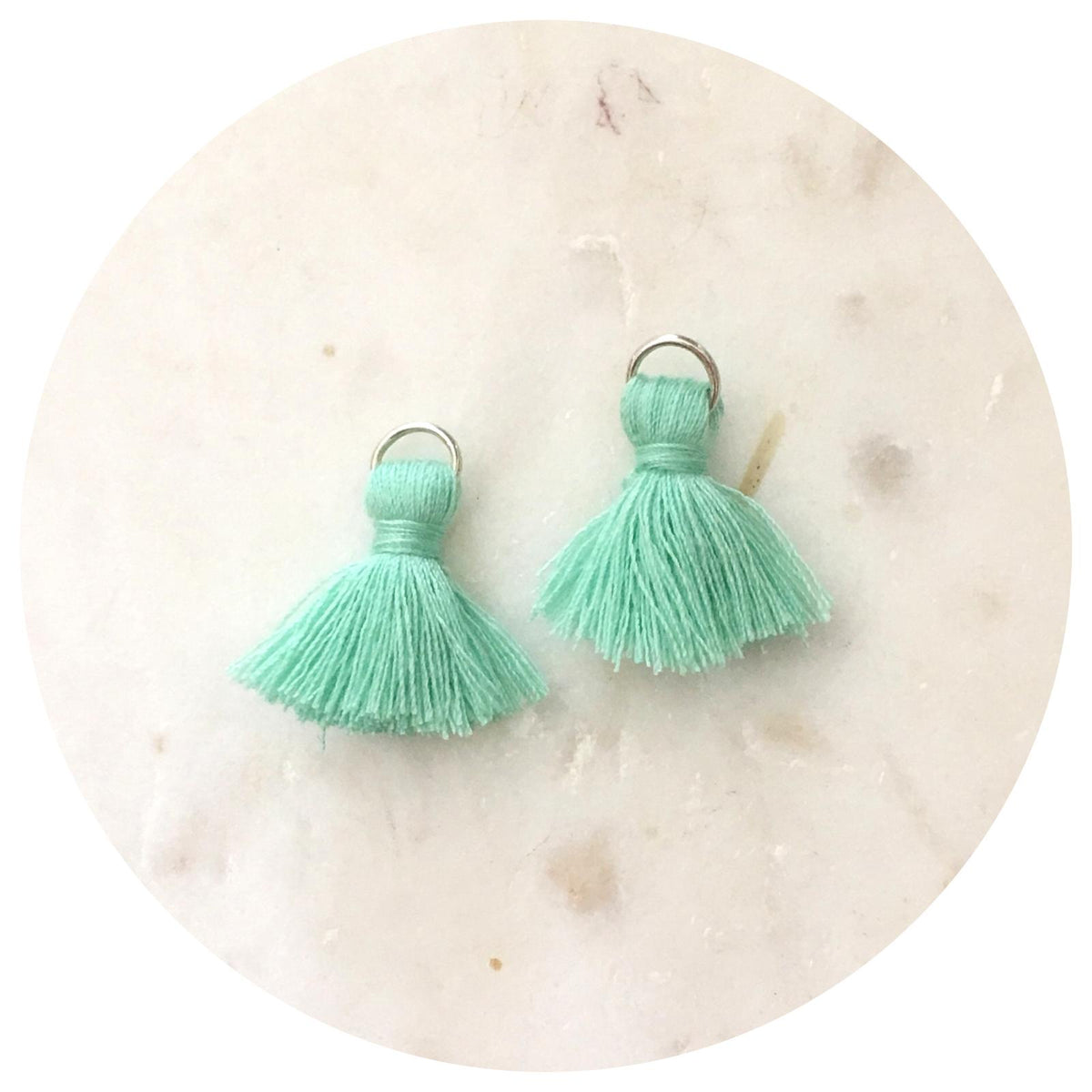 20mm Mini Cotton Tassels - Mint Green - 2pack - L4609