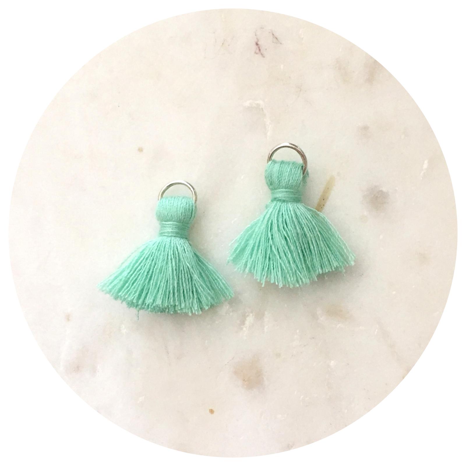 20mm Mini Cotton Tassels - Mint Green - 2pack - L4609
