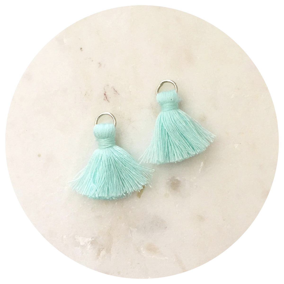 20mm Mini Cotton Tassels - Aqua - 2pack - L4610