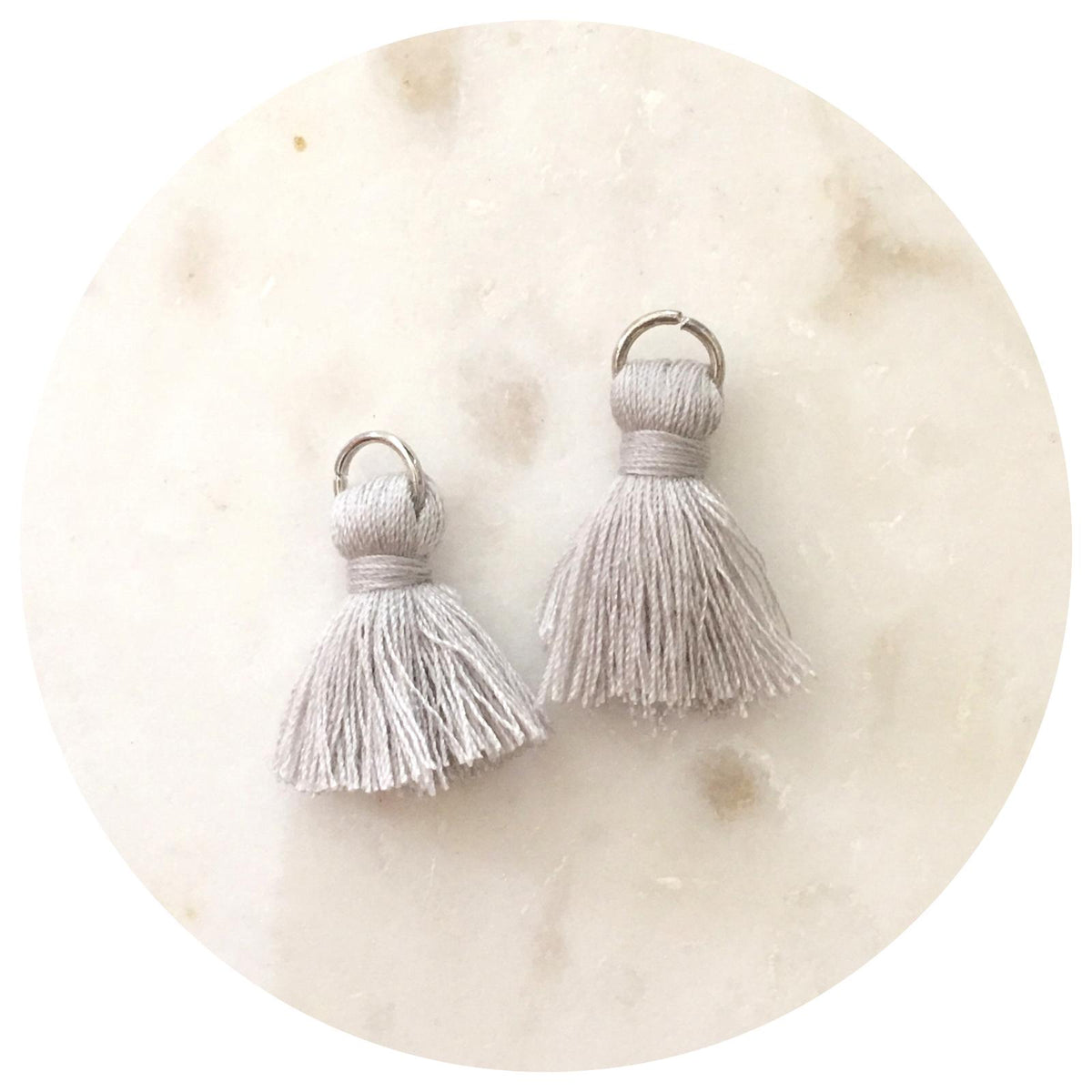 20mm Mini Cotton Tassels - Light Grey - 2pack - L4615