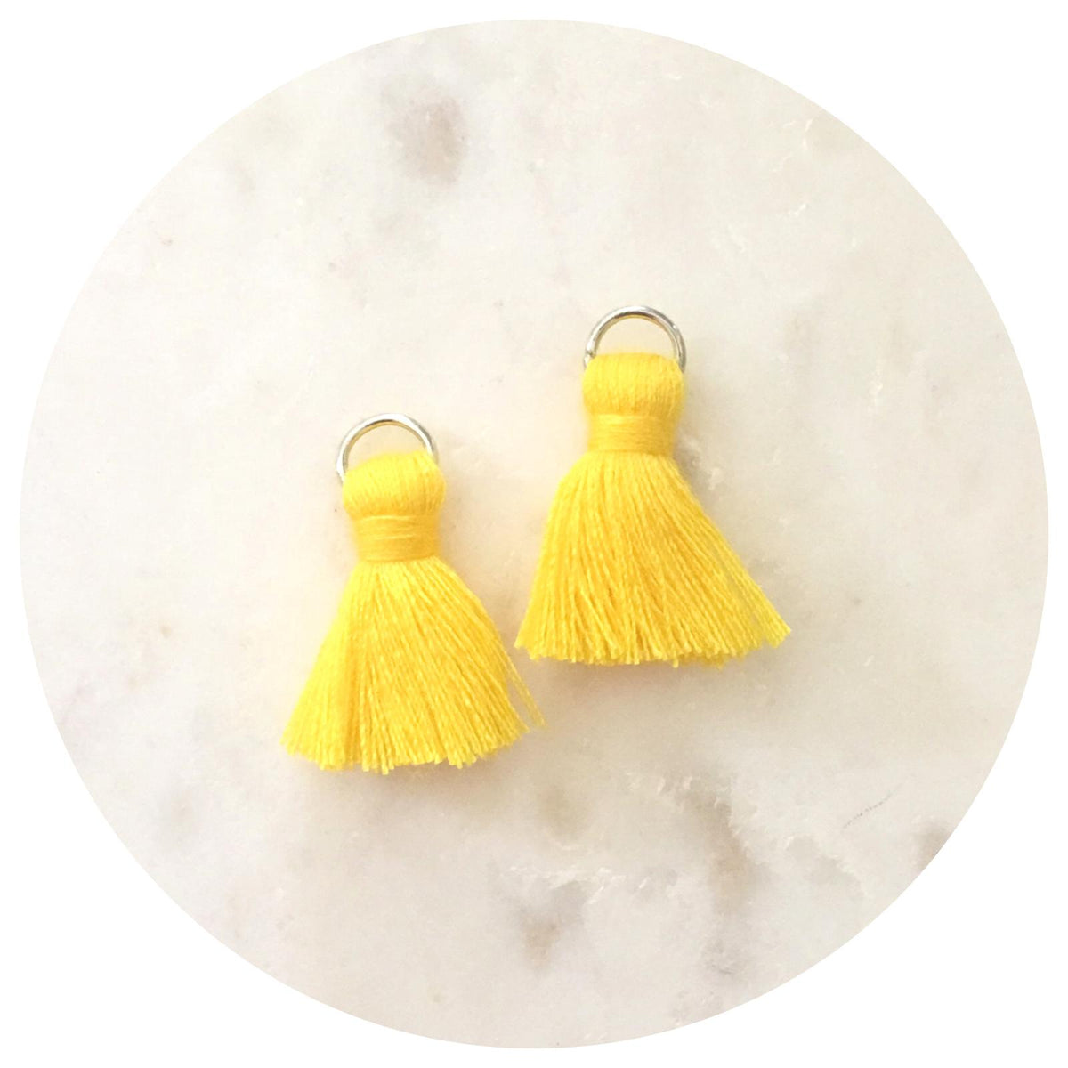 20mm Mini Cotton Tassels - Lemon Yellow - 2pack - L4618
