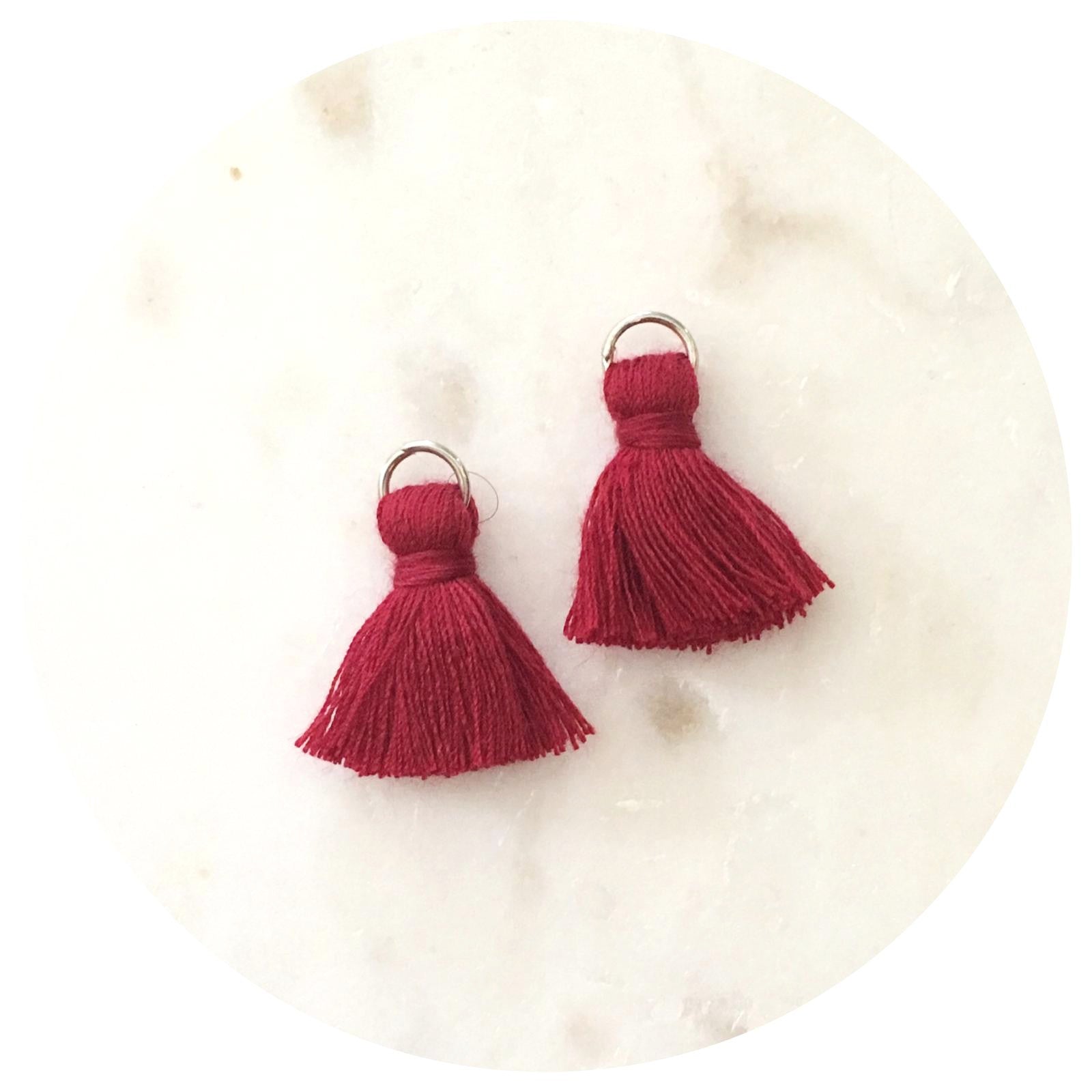 20mm Mini Cotton Tassels - Red Wine - 2pack - L4611