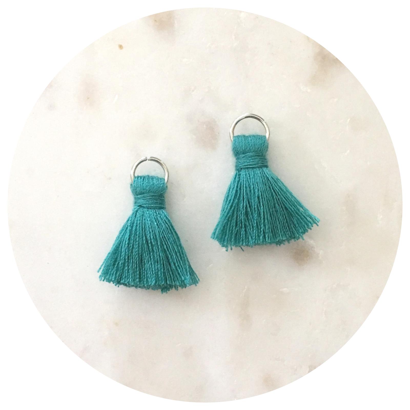 20mm Mini Cotton Tassels - Turquoise - 2pack - L6103