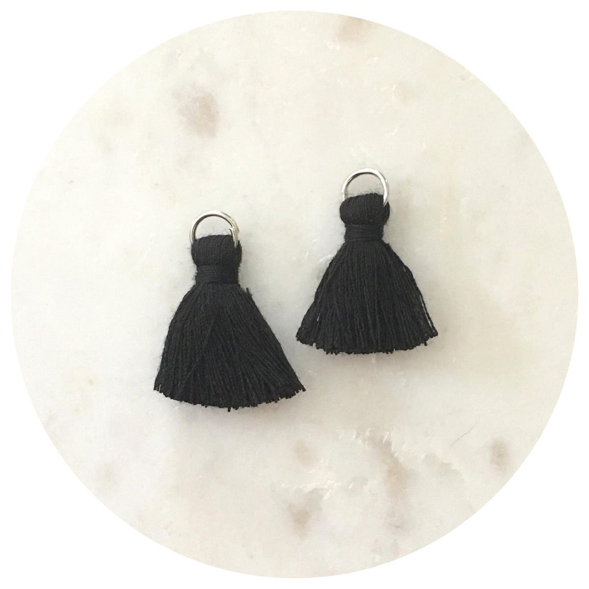20mm Mini Cotton Tassels - Jet Black - 2pack - L4620