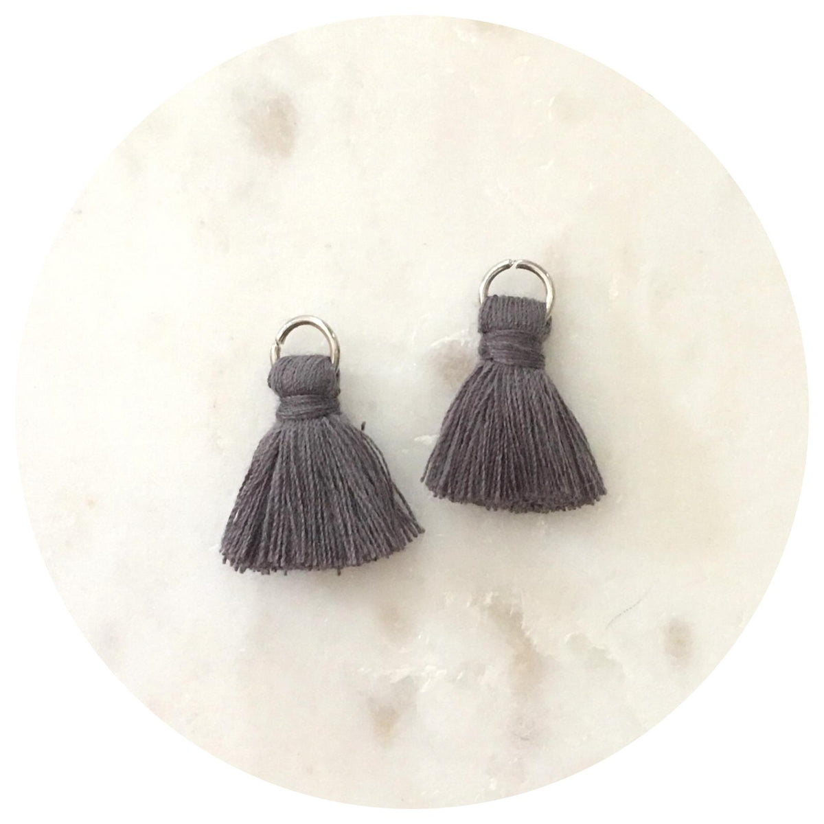 20mm Mini Cotton Tassels - Dark Grey - 2pack - L6118