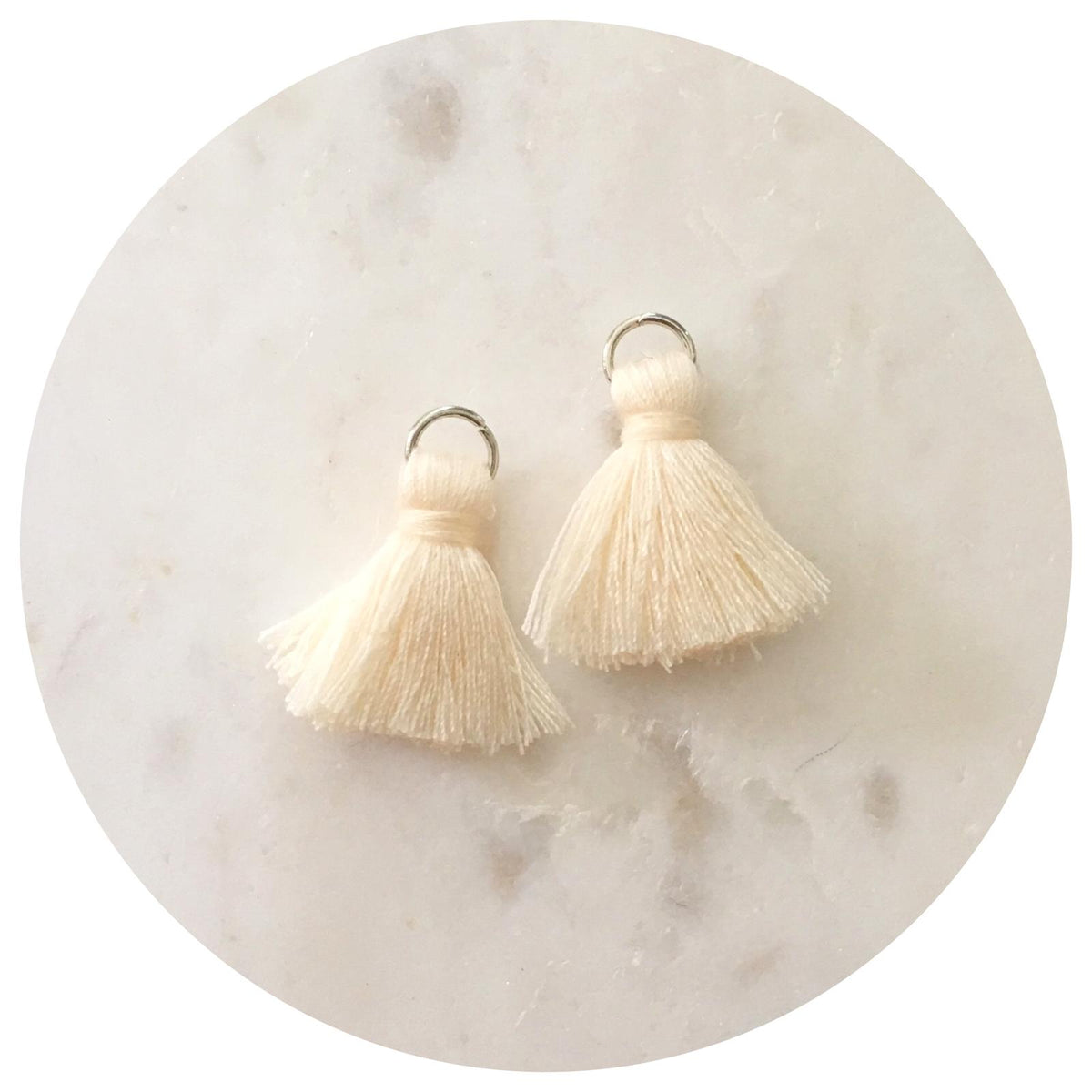 20mm Mini Cotton Tassels - Cream - 2pack - L4616