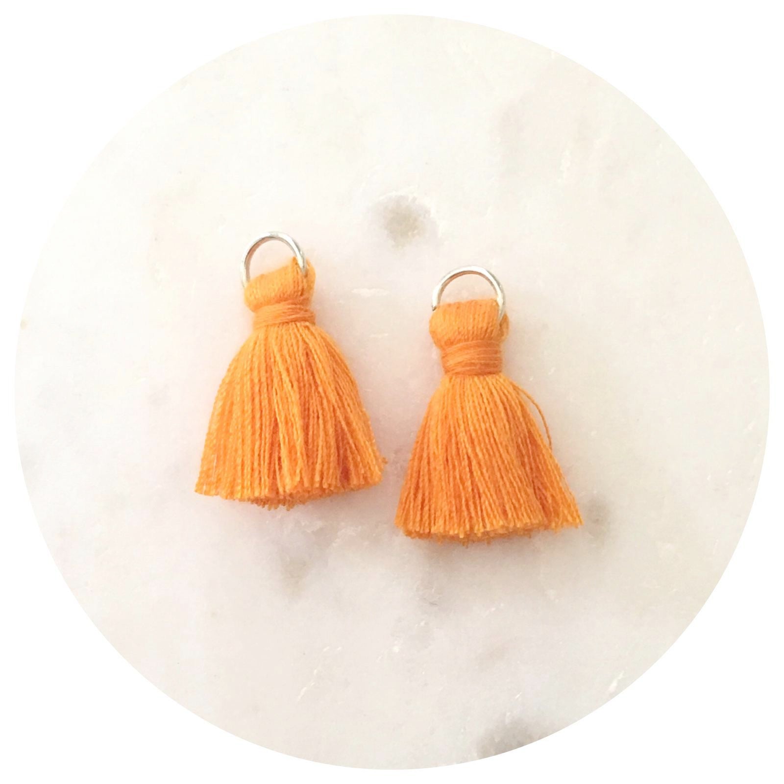 20mm Mini Cotton Tassels - Tangerine Orange - 2pack - L4606