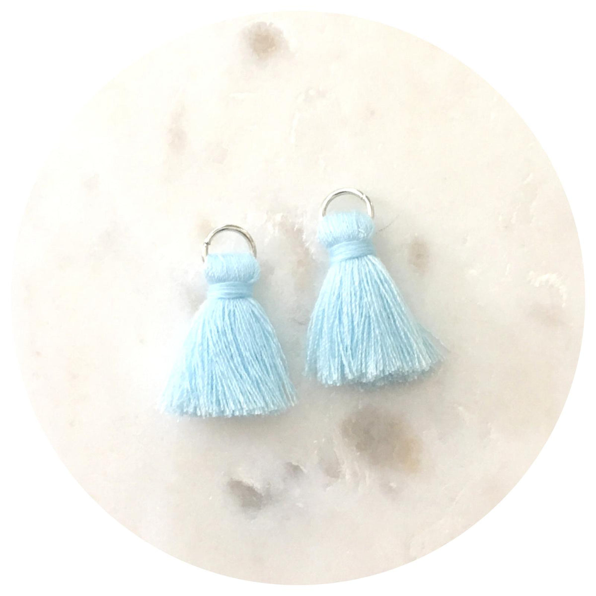 20mm Mini Cotton Tassels - Pastel Blue - 2pack - L4607
