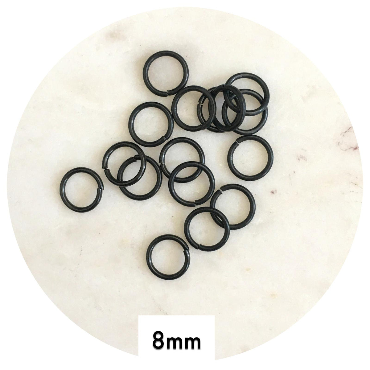 8mm Jump Rings - Black - 50 pcs