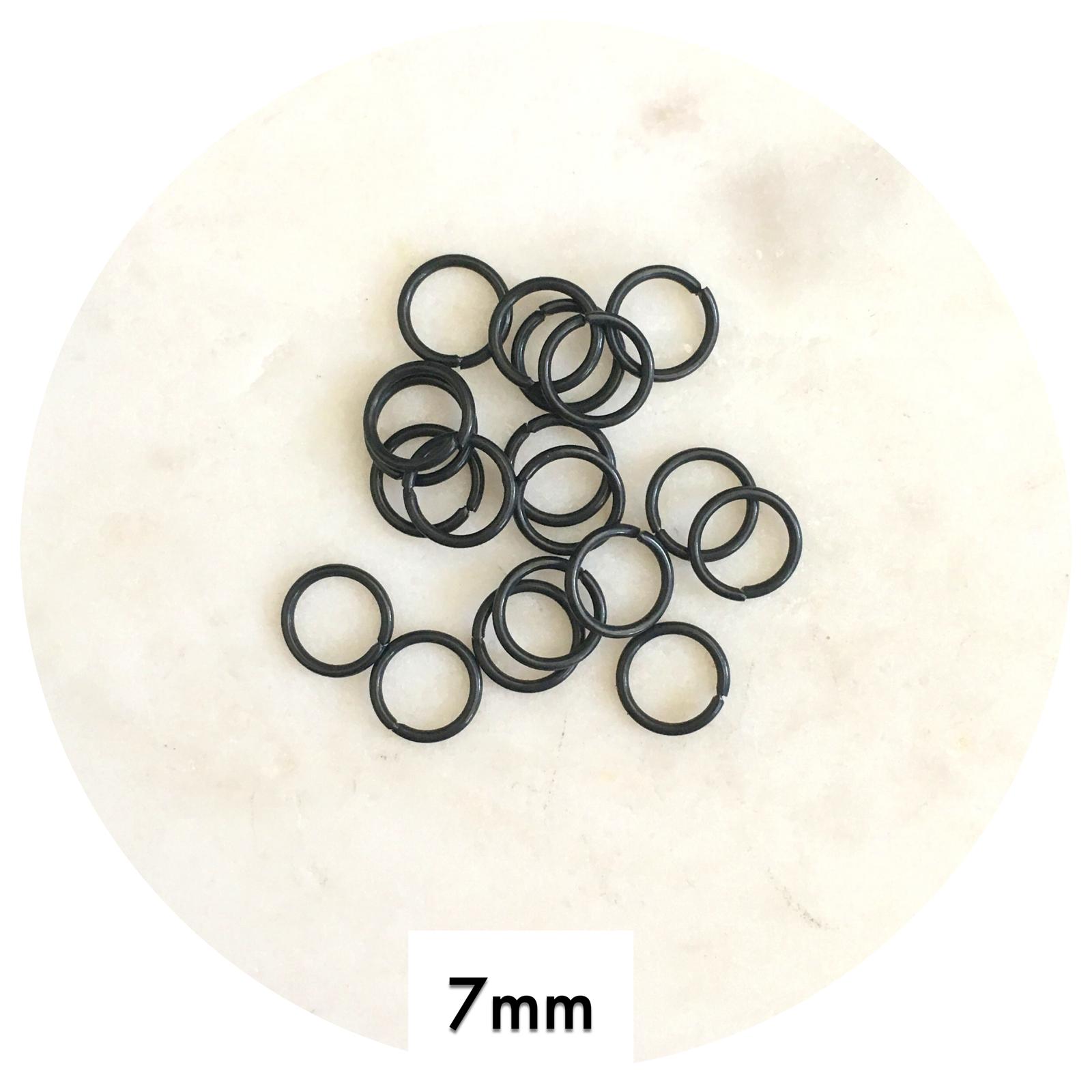 7mm Jump Rings - Black - 50 pcs