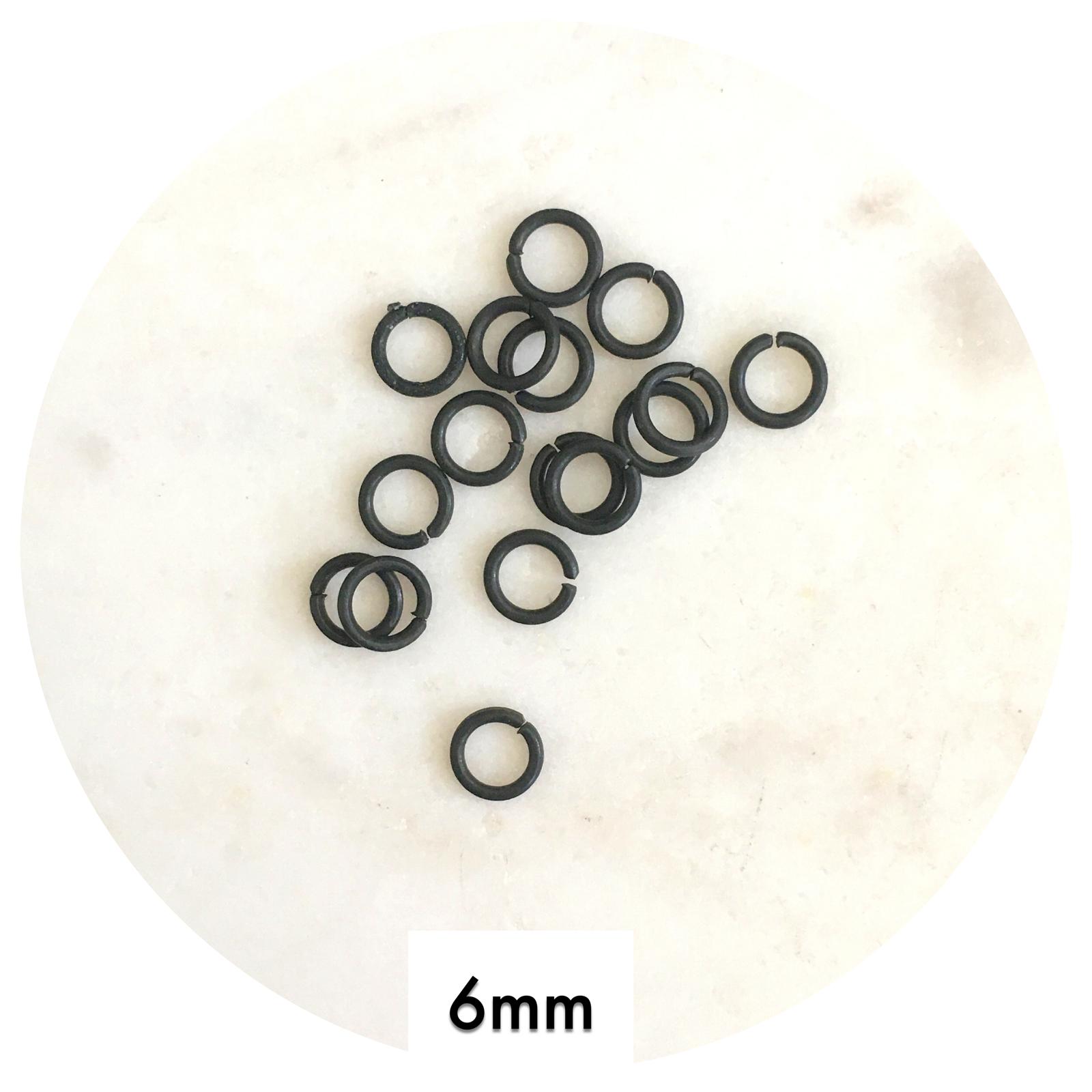 6mm Jump Rings - Black - 50 pcs