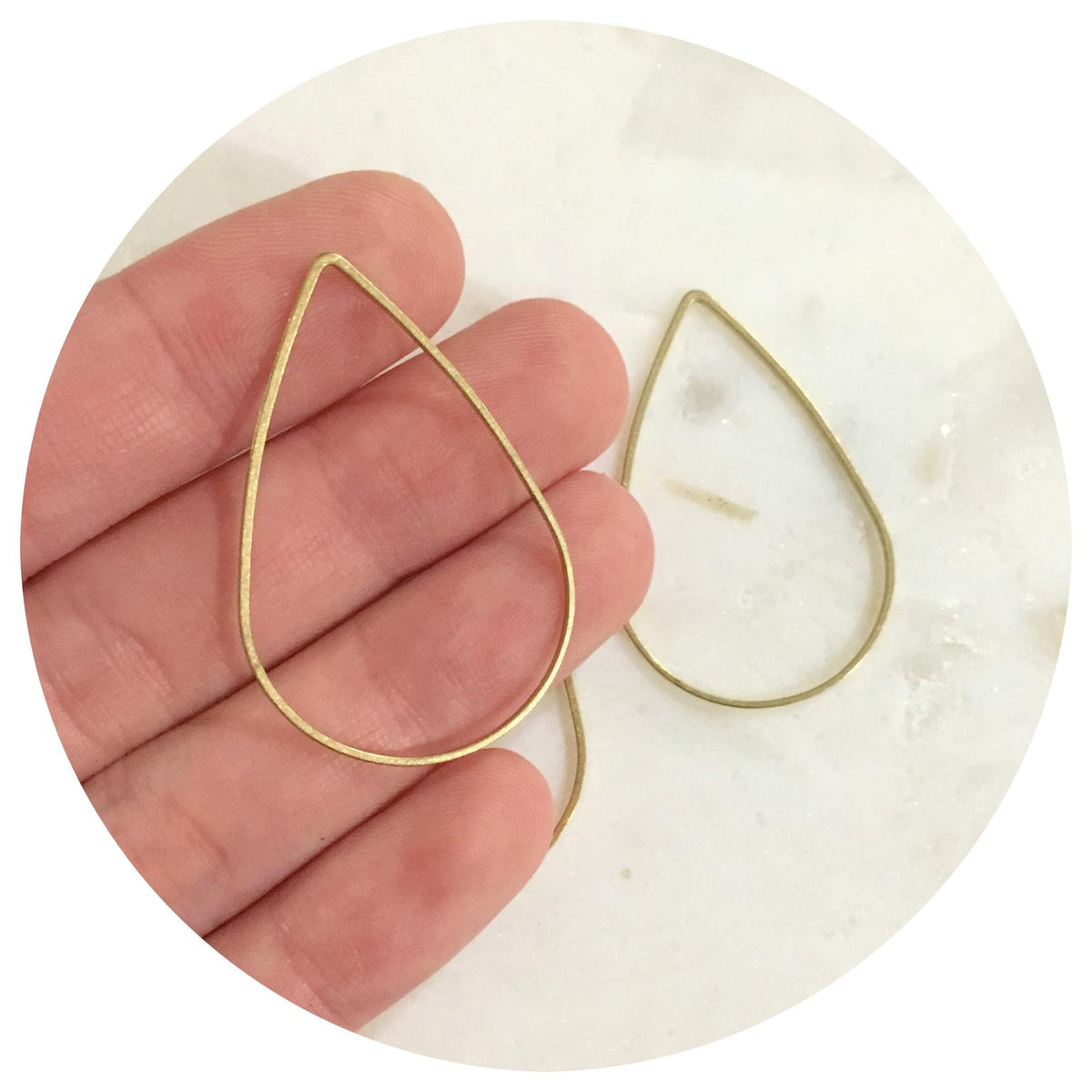 38mm Open Teardrop Connector - Raw Brass - 2 pcs - BS1127 Q116