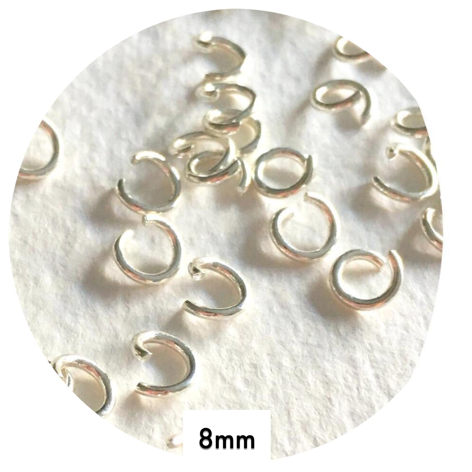 8mm Jump Rings - Silver Stainless Steel - 40 pcs