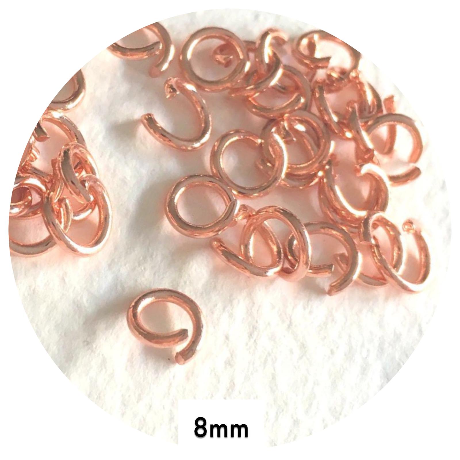 8mm Jump Rings - Rose Gold Stainless Steel - 40 pcs