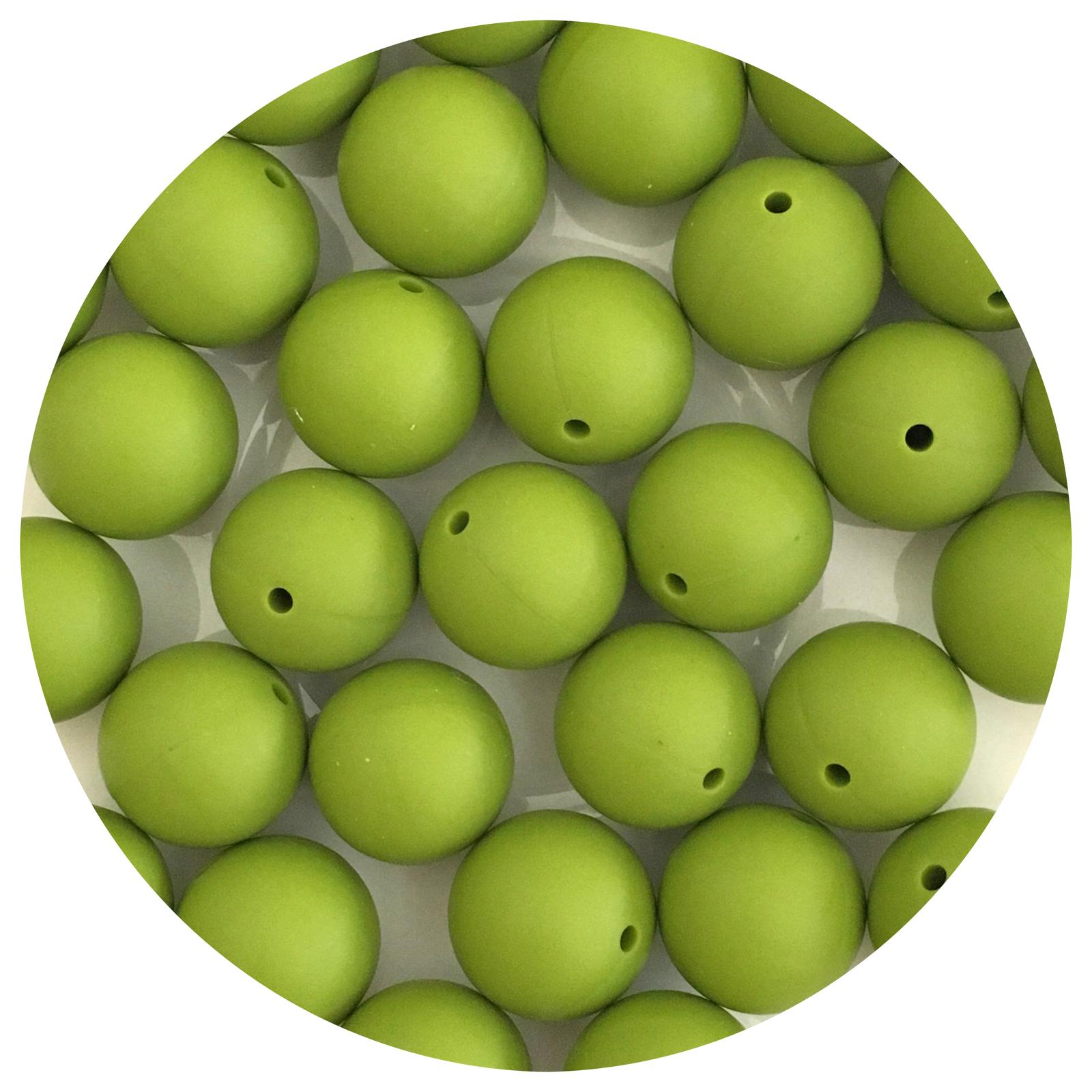 Olive Green - 19mm round - 5 Beads