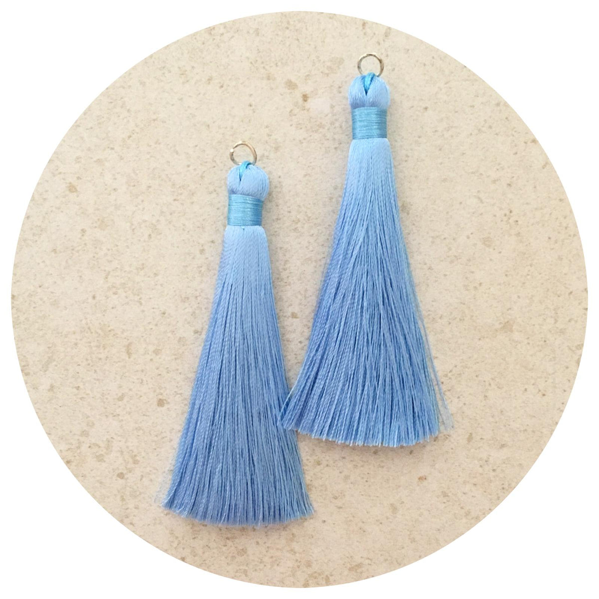 80mm Silk Tassels - Baby Blue - 2pack - 6309