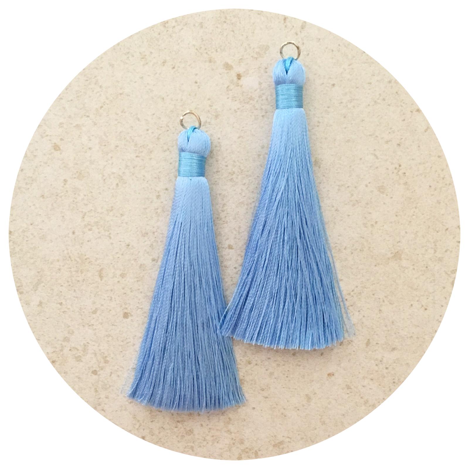 80mm Silk Tassels - Baby Blue - 2pack - 6309