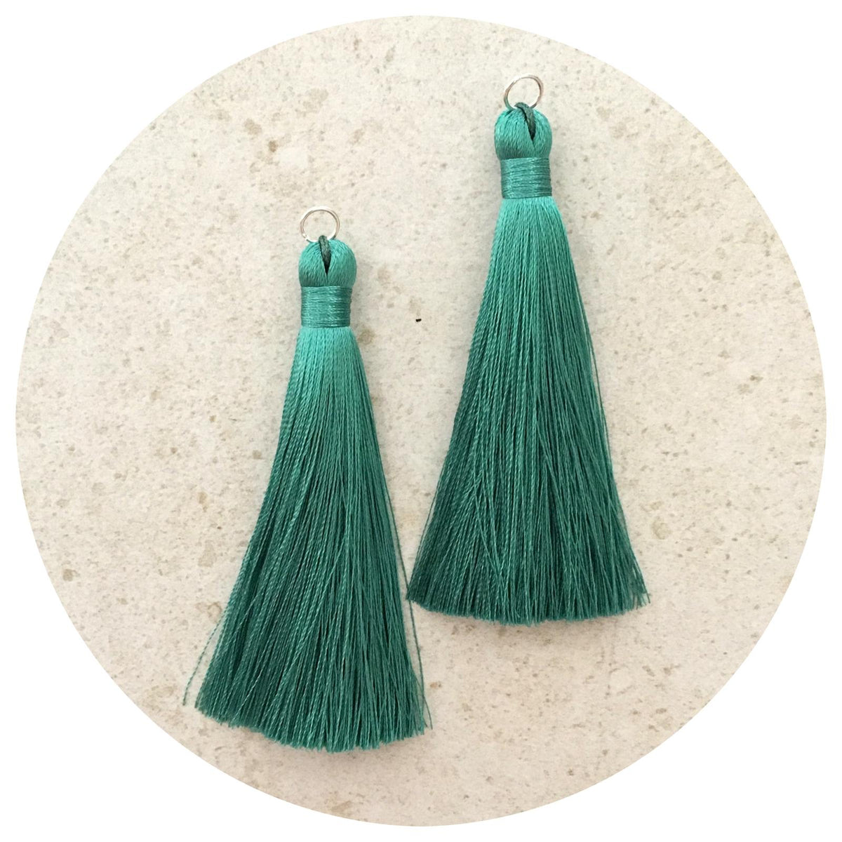 80mm Silk Tassels - Emerald Green - 2pack - 6209