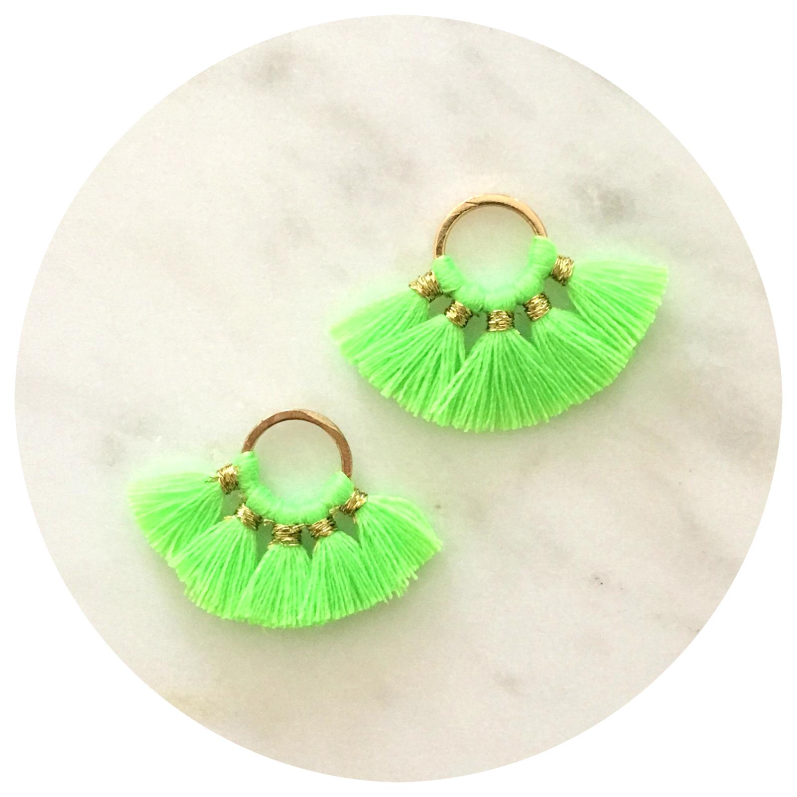 Mini Fan Cotton Tassel - Lime Green - 2 pcs - 12104
