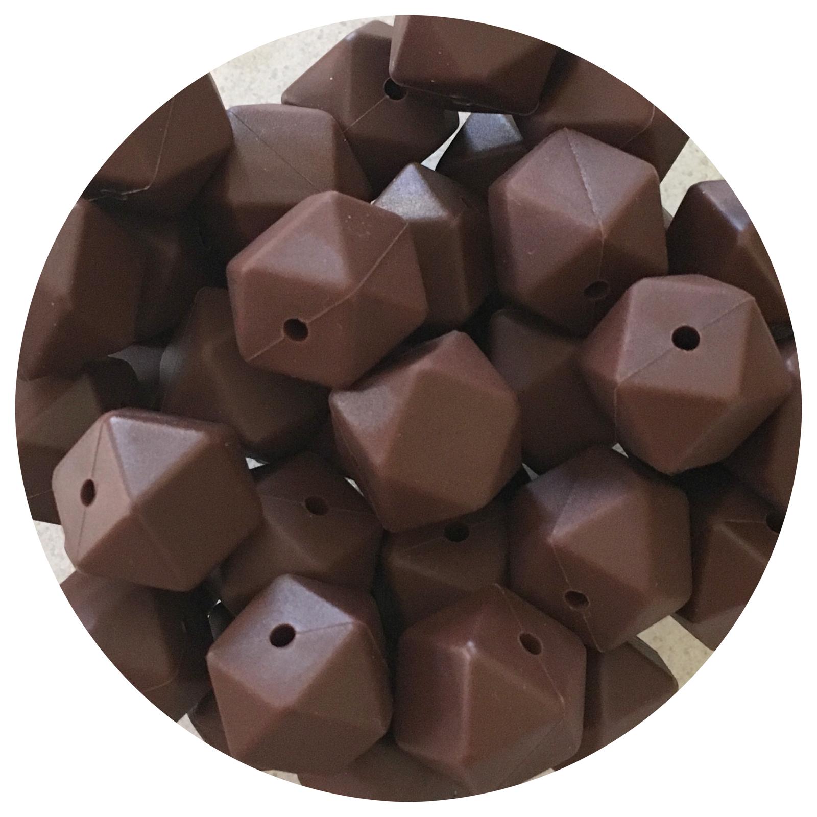 Chocolate - 17mm Hexagon - 10 Beads