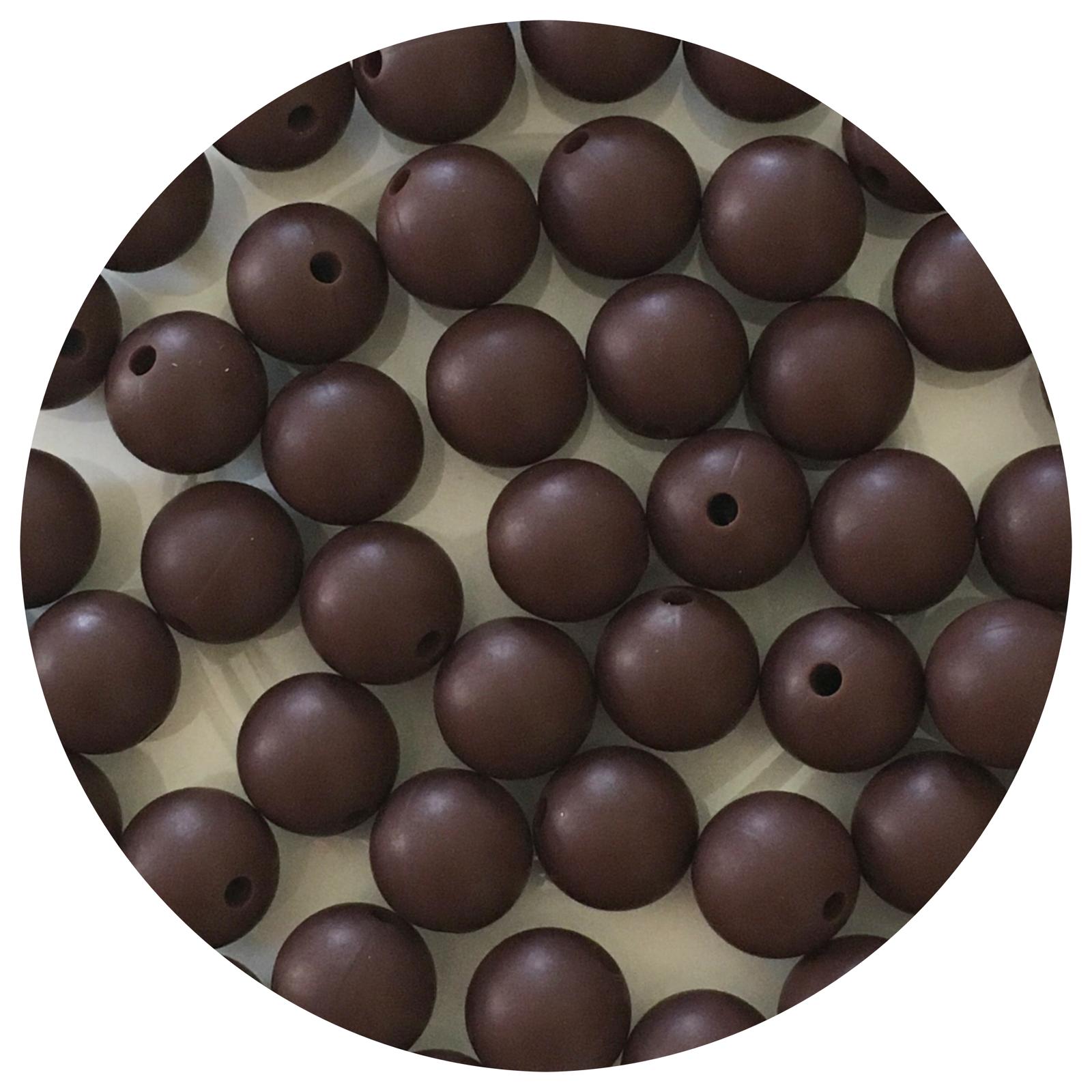 Chocolate - 12mm Round Silicone Beads - 10 beads