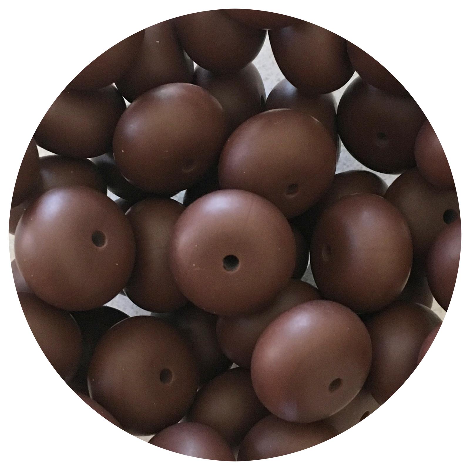 Chocolate - 22mm Abacus Silicone Beads - 5 Beads