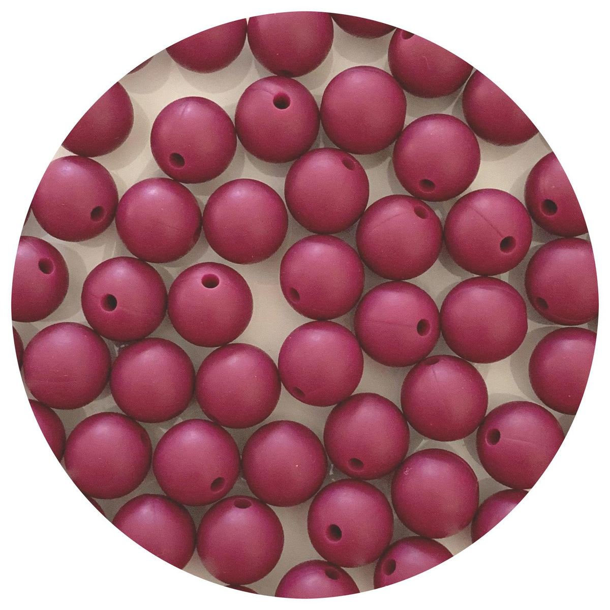 Plum - 12mm Round Silicone Beads - 10 beads