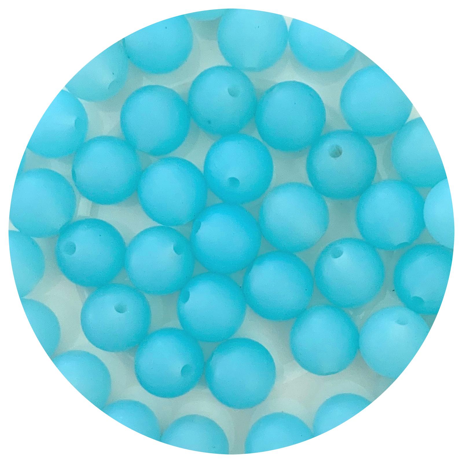 Ice Blue - 12mm Round Silicone Beads - 10 beads