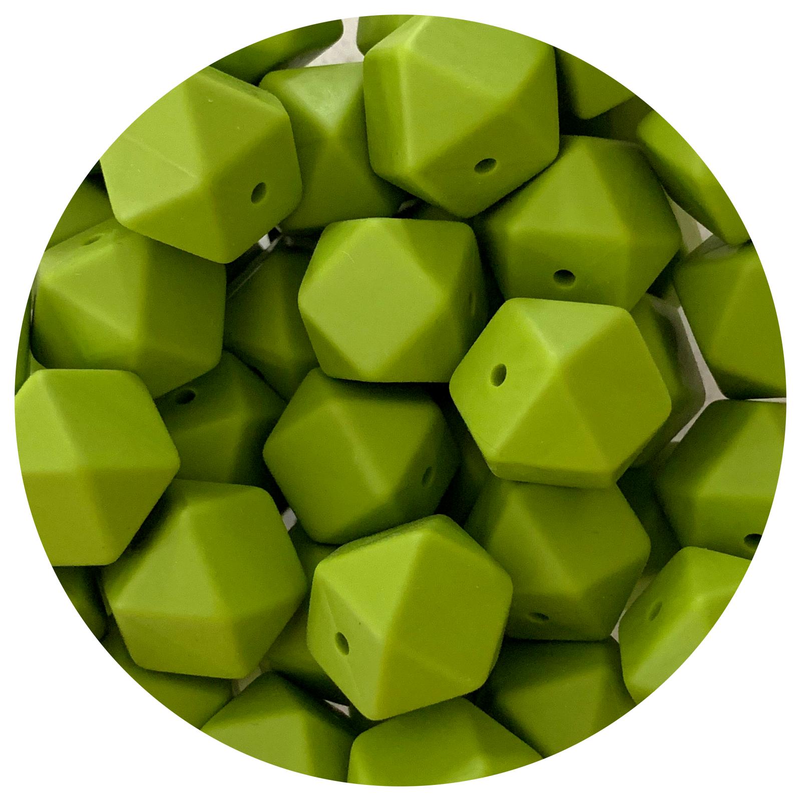 Olive Green - 17mm Hexagon - 10 Beads
