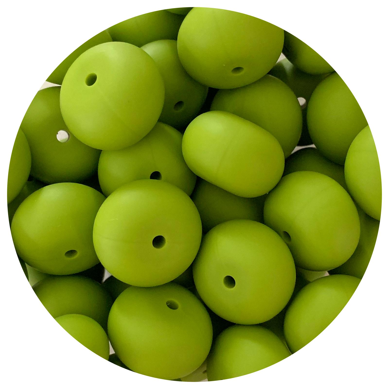 Olive Green - 22mm Abacus Silicone Beads - 5 Beads