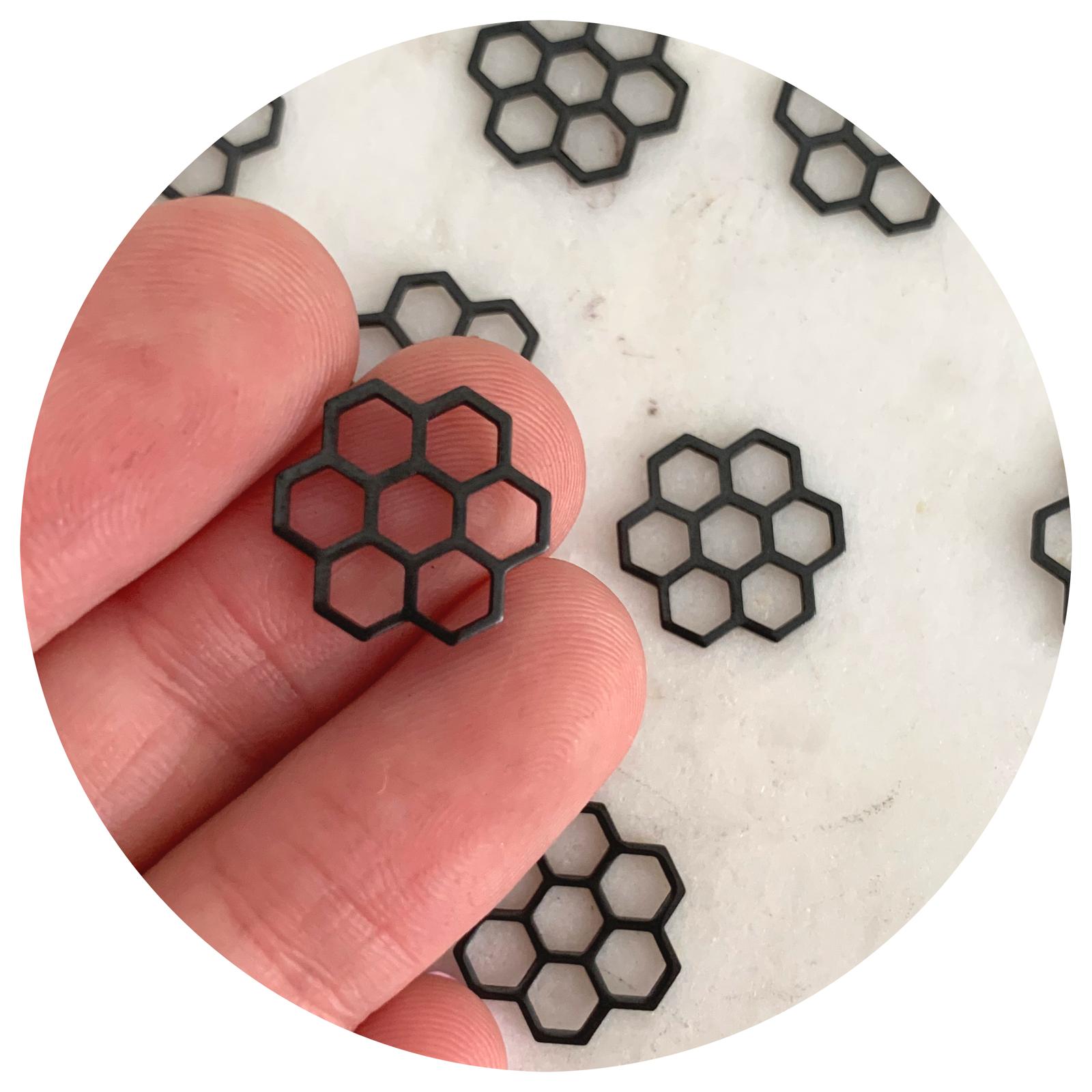 14mm Honeycomb Hexagon Connector - Black - 2 pcs - E080