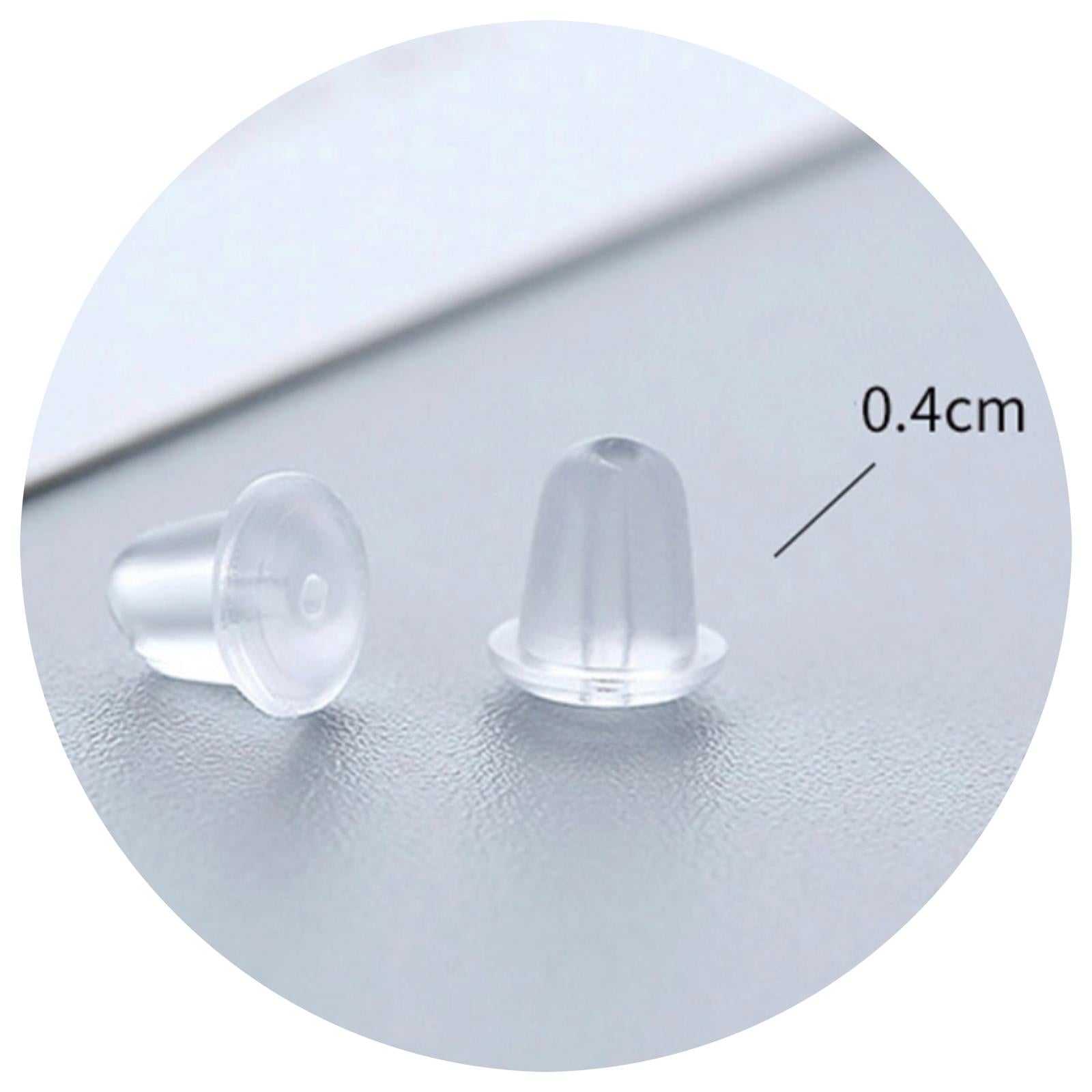 100Pcs Silica Gel Metal Pierced Earring Backs Clear Clutch Cap