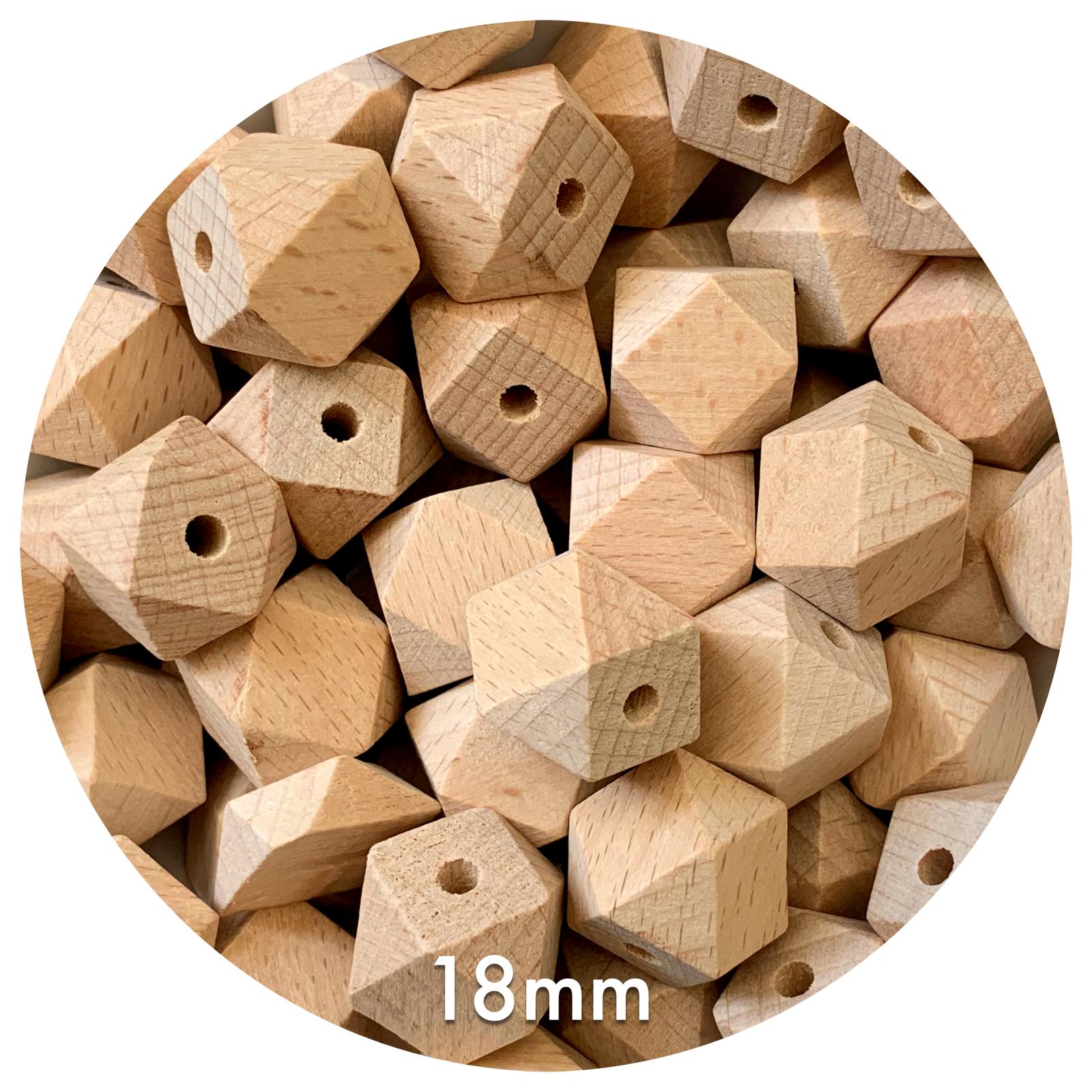 Beech Wood Hexagon Beads - 18mm - 5 Beads
