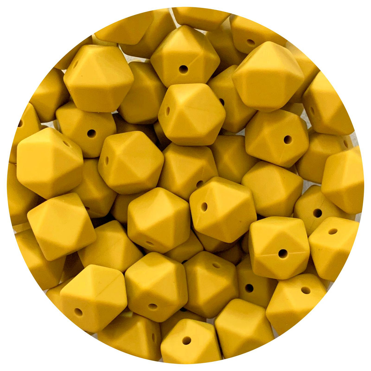 *CLEARANCE* Mustard Yellow - 14mm Mini Hexagon - 20 beads