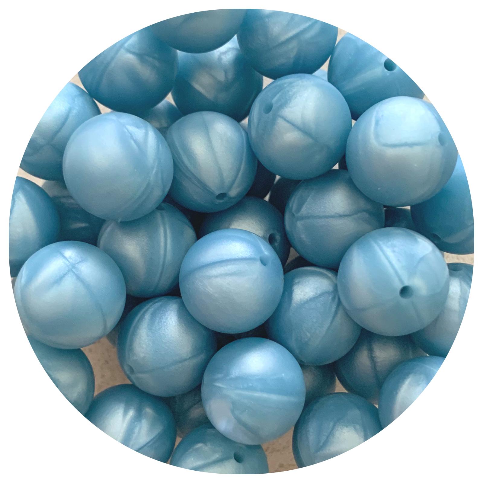 Pearl Blue - 19mm round - 5 Beads
