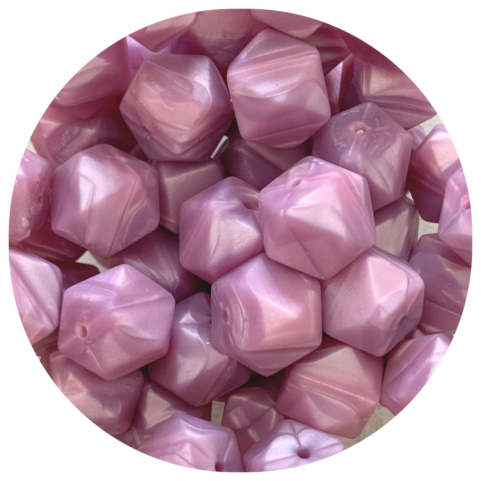 *CLEARANCE* Pearl Violet - 17mm Hexagon - 20 Beads